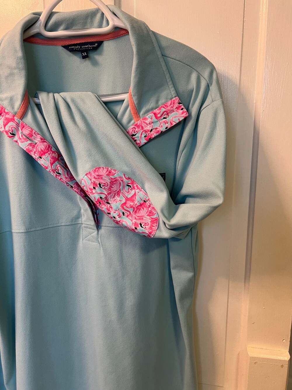 Simply Southern Button Pullover Flamingo Blue XL